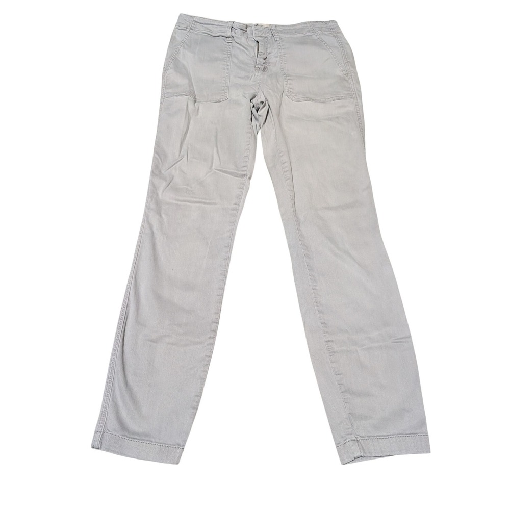 J. Crew Women 27 Gray Utility Pants Slim Straight Patch Pocket Cotton Stretch